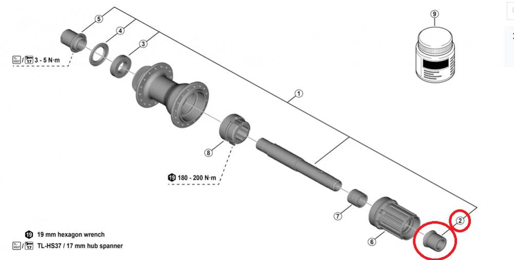 SHIMANO Enkappe für FH-TC500-HL rechts - Ersatz-Endkappe für Hinterradnabe