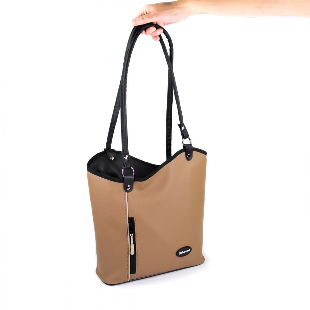 Haberland Lenkertasche Melanie hellbraun/schwarz beige - flexible Rucksack-Lenkerlösung