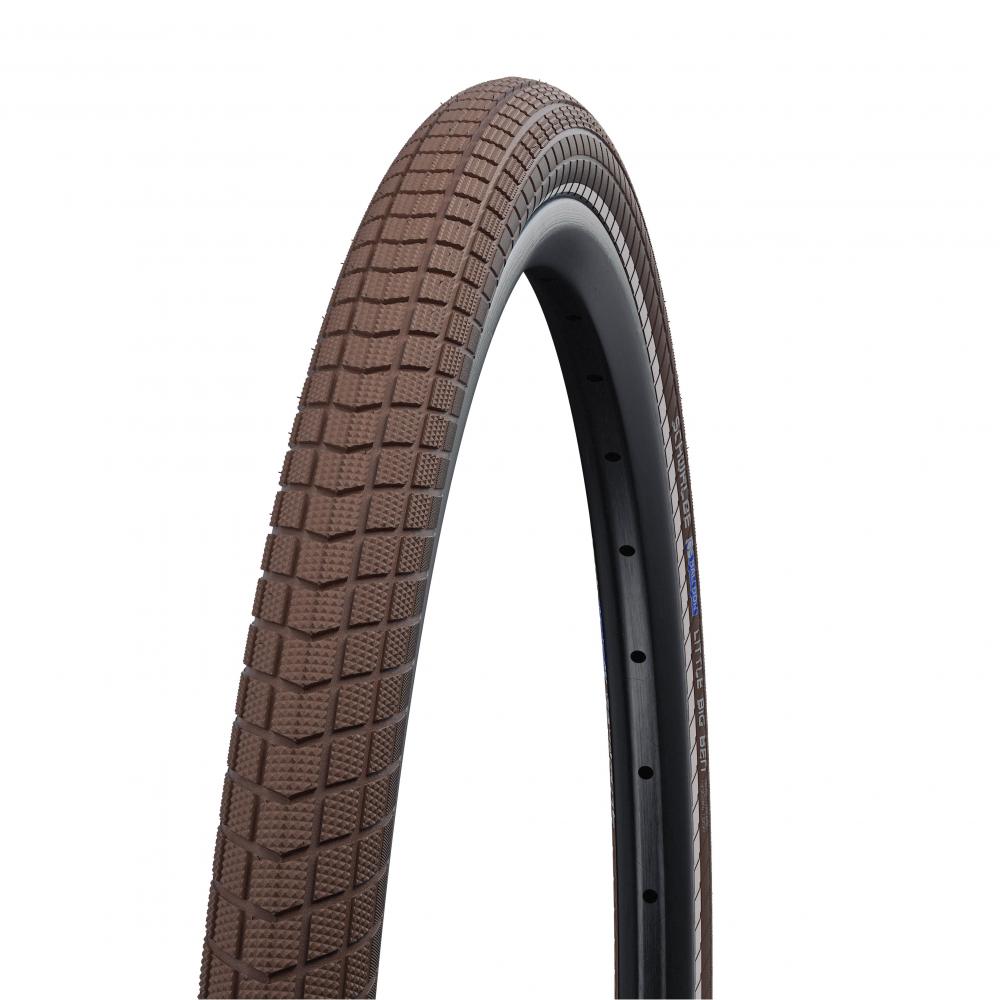 Schwalbe Little Big Ben 28x1.50 Zoll Drahtreifen in Braun mit Reflexstreifen und K-Guard Pannenschutz.