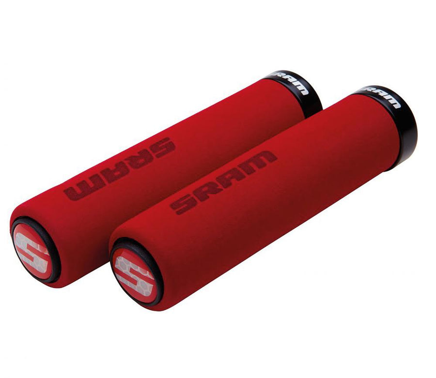SRAM Lockring Schaumstoff Griffe rot-schwarz 129 mm, leichte Performance-Griffe für sicheren Halt am Fahrrad.