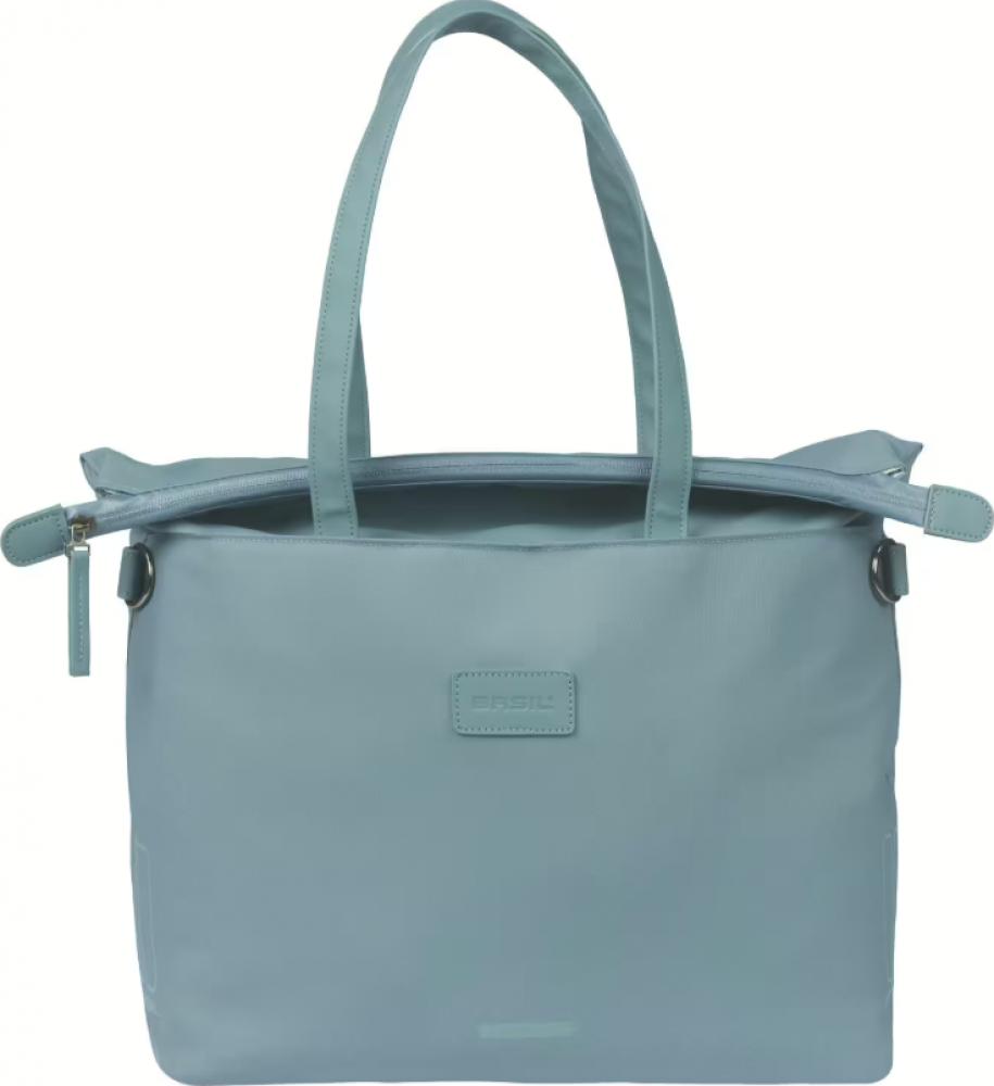 Basil Manhattan Schulter-/Gepäckträgertasche 12 Liter Graphite Blue - wasserfest, gepolstertes Laptopfach, Hook-On System