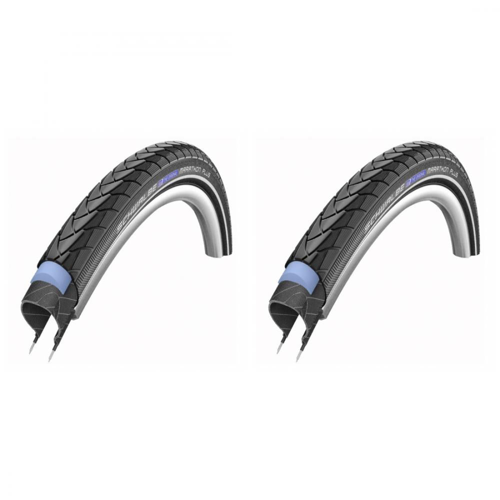 2er-Set Schwalbe Marathon Plus 28x1.50 Reifen mit SmartGuard Pannenschutz, Reflexstreifen und E-Bike E-50 Zulassung.