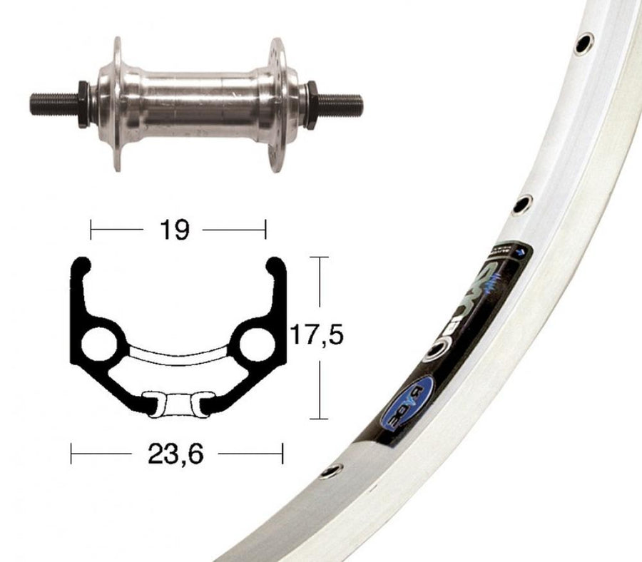 Bike-Parts Laufrad Vorderrad 28x1.75 Alunabe silber Festachse 36-Loch Ryde Zac 19 silber Nirosta-Speichen