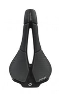 Schwarzer Prologo Scratch M5 PAS 140mm ergonomischer Performance-Fahrradsattel mit Aussparung.