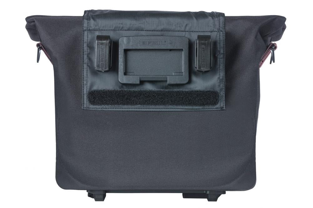 Basil City MIK 2.0-KF-Hook Einzeltasche, schwarz, mit MIK- & Klickfix-Adapterplatte, wasserabweisend.