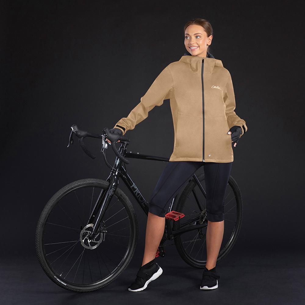 CHIBA Rainjacket Damen - wasserdicht, winddicht, atmungsaktiv, beige, 4XL