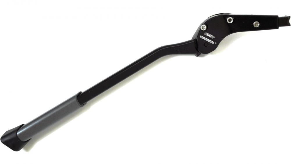 PLETSCHER Hinterbauständer Multi Flex schwarz - verstellbar 26-29 Zoll, Aluminium-Druckguss pulverbeschichtet, stabile Schiebe- und Gegenlaschenbefestigung, Kunststofffuß, max. 50 kg Belastung