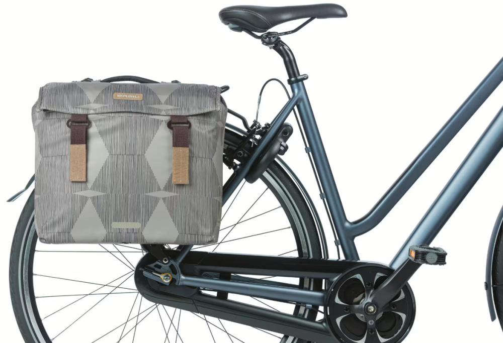 Basil Elegance - Doppeltasche MIK 2.0 49 Liter - recyceltes PET wasserabweisender Faltverschluss voll gefüttert vormontierte MIK-Adapterplatte reflektierend - Doppelpacktasche - Dreifachtasche