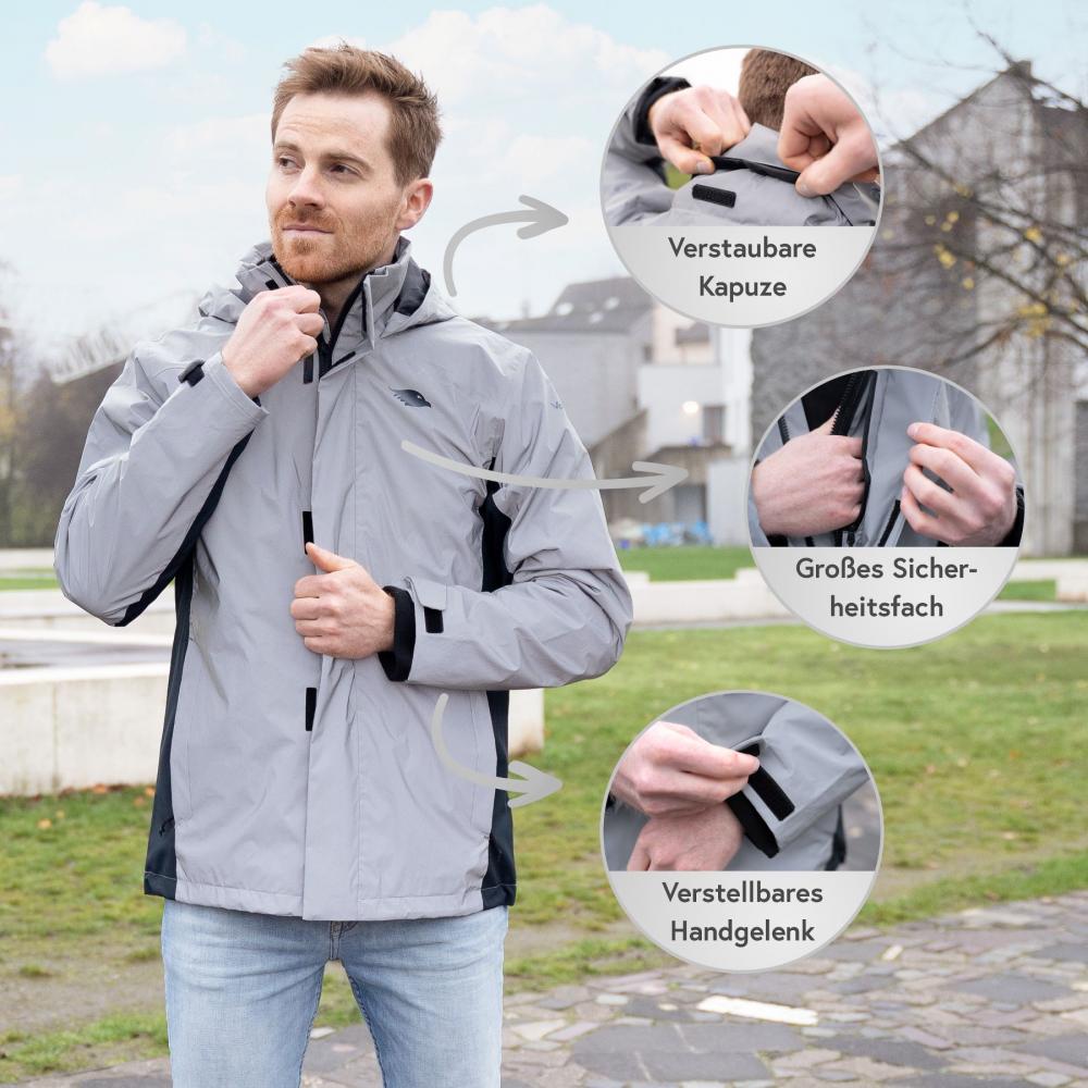 Valkental Jacke 3in1 Smart Jacket wasserdichte Jacke mit Fleece Zipp-In Herren M grau