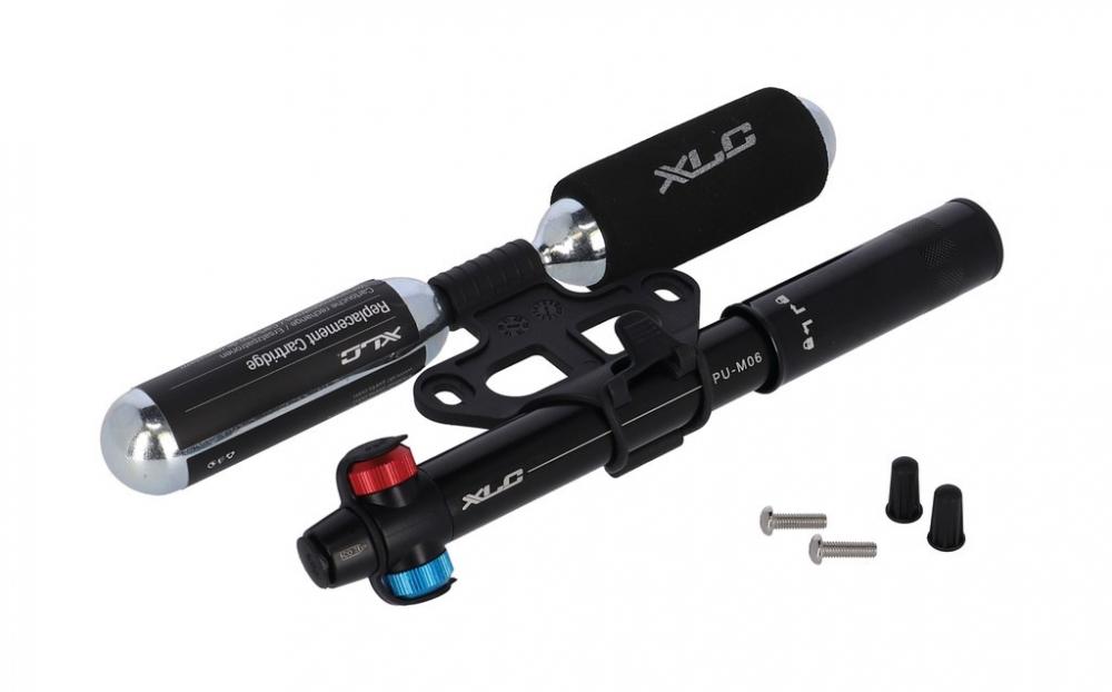 XLC MTB CO2-Mini-Kombipumpe schwarz inkl 2x 25g Patronen DV/SV/AV