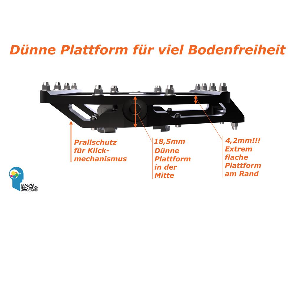 Tatze Two-Face MTB Hybrid Pedale  Robuste Kombipedale mit 14 austauschbaren Pins, Cr-Mo-Achse, CNC-gefrästem Aluminiumkörper, ideal für MTB und Trail-Einsätze