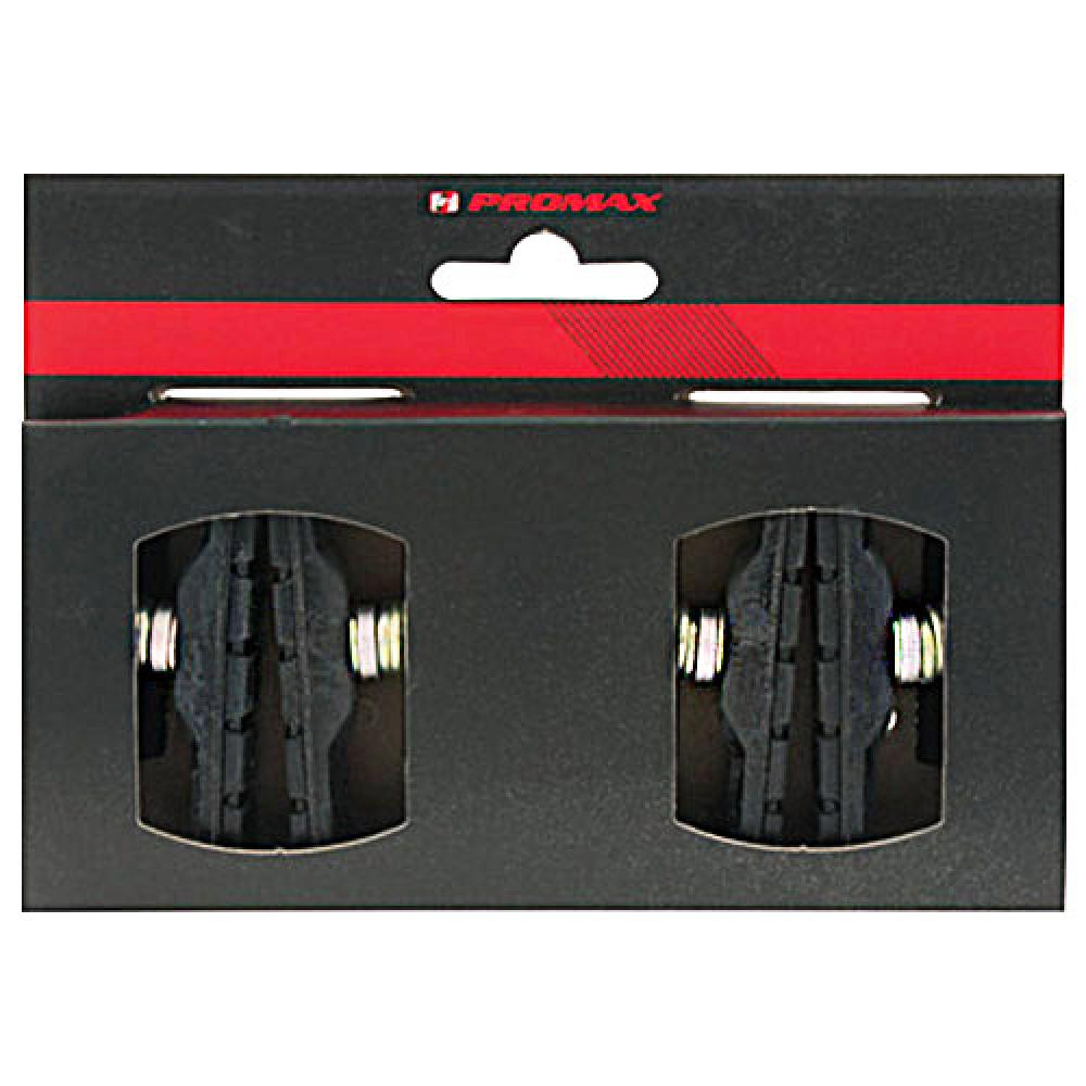 Promax V-Brake Bremsschuhe 70mm, schwarz, asymmetrisch, für Alufelge, 2 Paar, in Blisterverpackung.