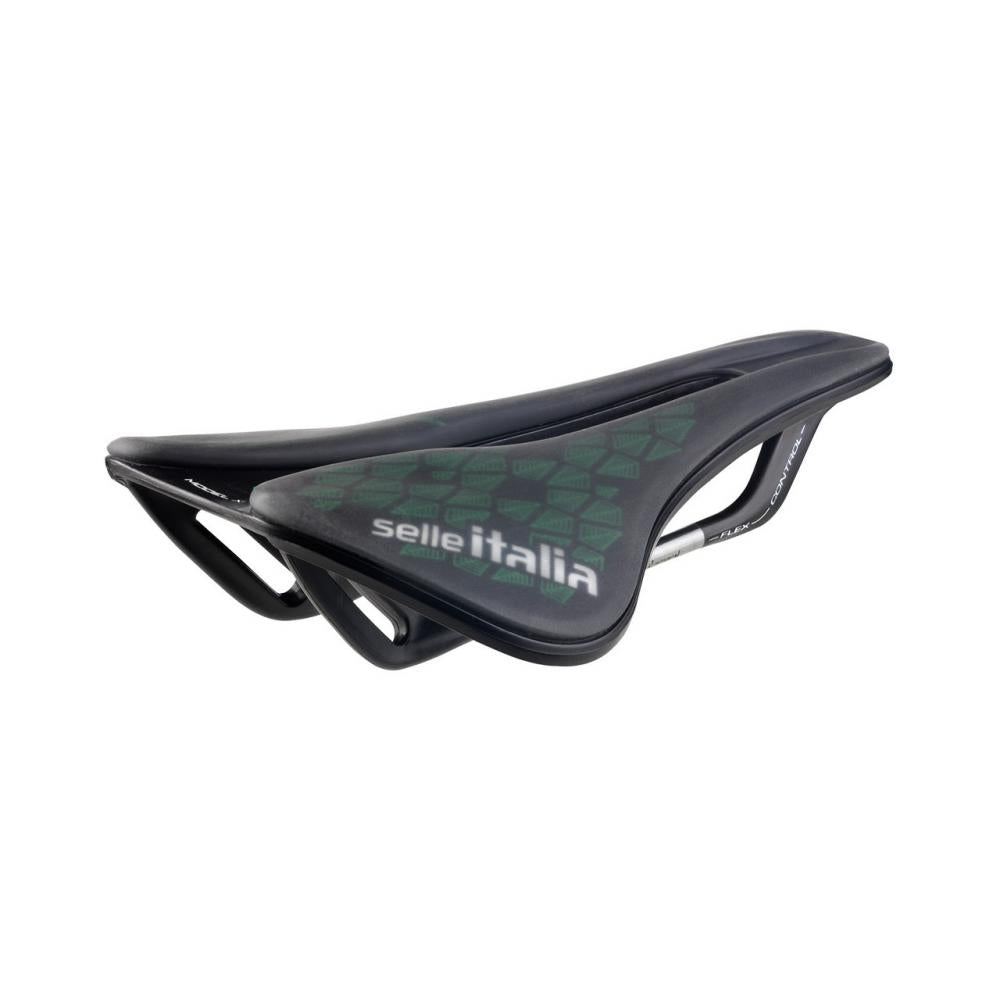 Selle Italia Model X Leaf Superflow L3 black-green - umweltfreundlicher Komfortsattel mit 145 mm Breite, ergonomischer Form, Gel-Polsterung & Superflow-Aussparung