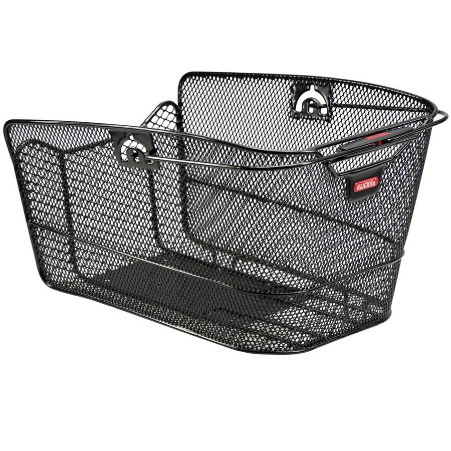 Schwarzer KLICKfix Hinterradkorb City-Max mit KorbKlip, engmaschiger Drahtkorb fürs Fahrrad, 41x30x24,5 cm
