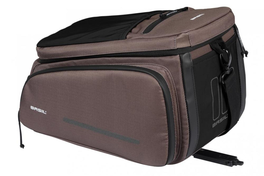 Basil Move MIK Gepäckträgertasche 10-26 Liter braun - wasserabweisend, erweiterbar, inkl. MIK-Adapterplatte