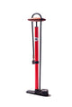 SILCA Pista Standpumpe Rot  Hochdruck-Standpumpe mit Stahlzylinder, Eschenholzgriff, Lederkolbendichtung, bis 15 bar, für Presta/Schrader-Ventile, inkl. Manometer