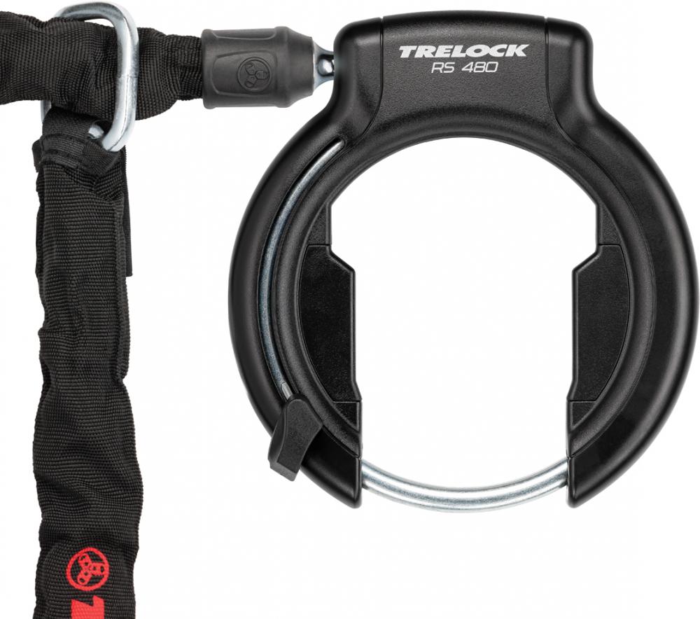 TRELOCK Rahmenschloss Kit RS 480 AZ XL mit Einsteckkette & Tasche - sicherer Rahmenschutz