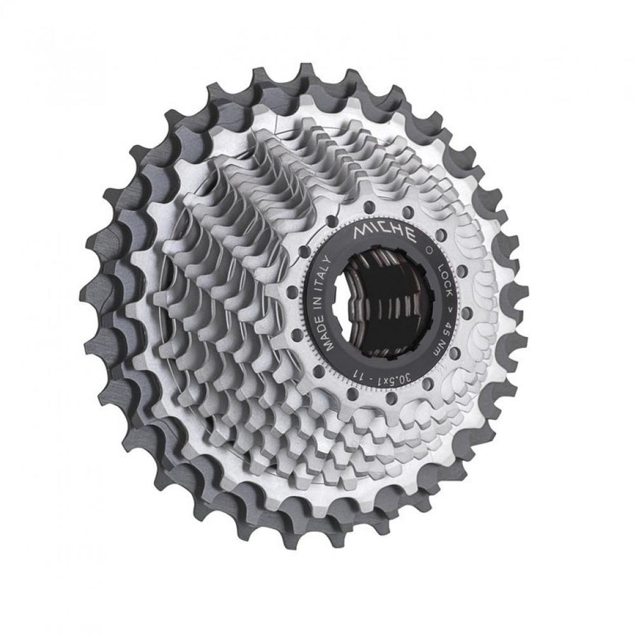 Silberne Miche Primato K12 Kassette 12-fach 14-30T für Rennräder, Made in Italy.