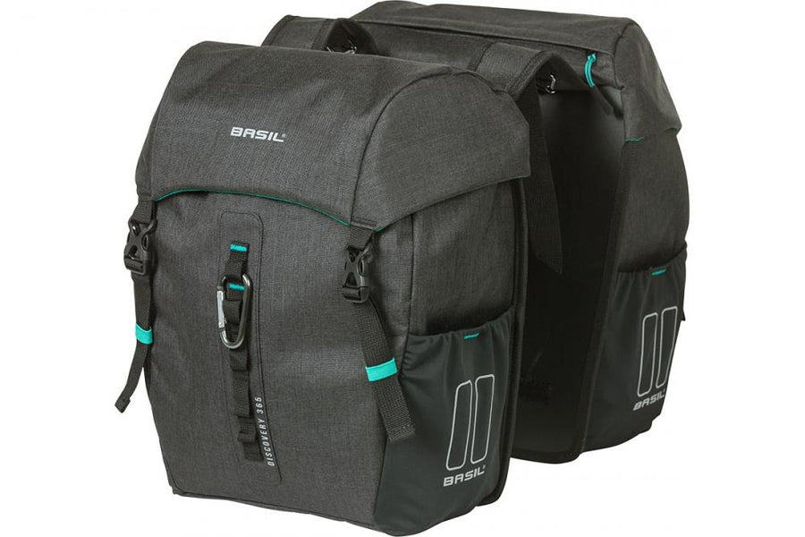 Basil Move MIK Doppeltasche 30 Liter schwarz - wasserabweisende Fahrradtasche mit Reflexelementen & Regenhülle
