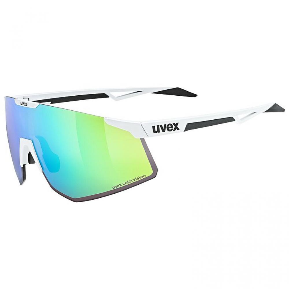 uvex Sportbrille pace perform CV white matt glossy green, mit colorvision für kontrastreiche Sicht, verspiegelte Gläser, 100 % UV-Schutz, …