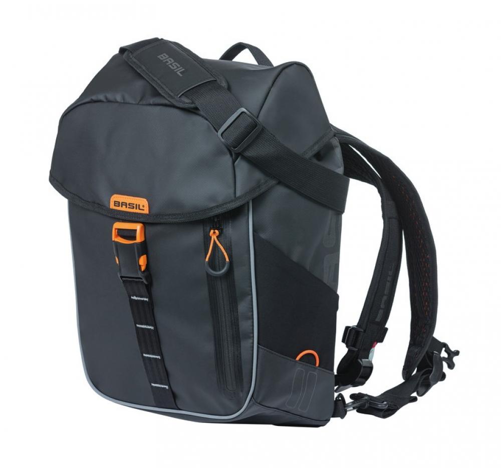 Basil Fahrradrucksack Miles Tarpaulin schwarz orange 31x17x44cm