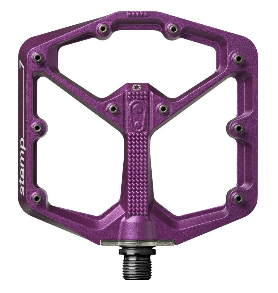 Crankbrothers Stamp 7 Large Plattform-Pedal in Lila, ein robustes Fahrradpedal für Mountainbikes.