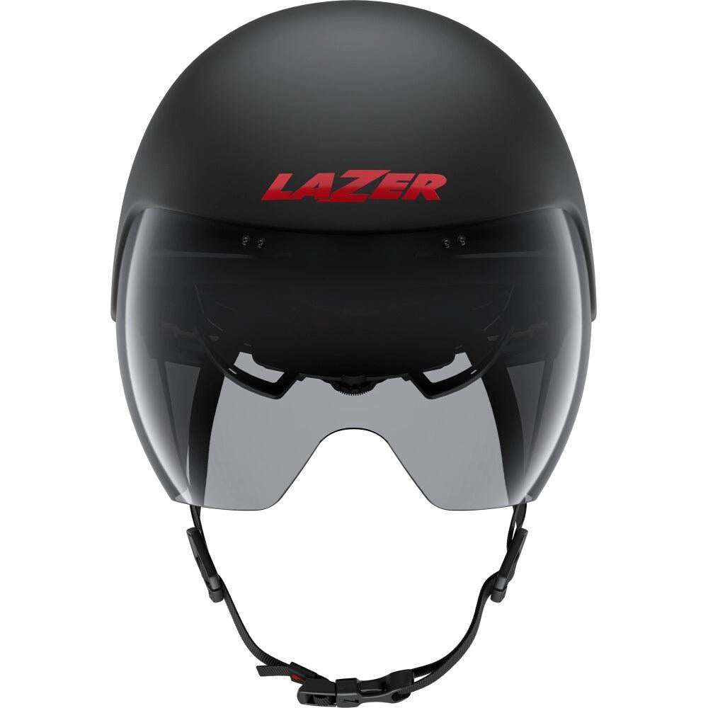 LAZER Helm Volante KinetiCore Triathlon/Zeitfahren Matte Black Red (S) - maximal aerodynamischer Zeitfahrhelm
