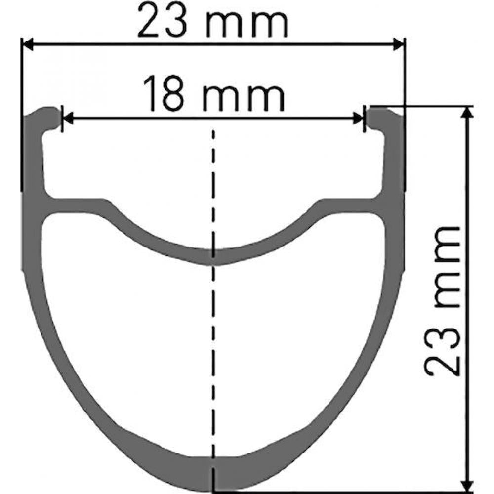 DT Swiss R 460 Rennradfelge schwarz 28"/700C, Querschnitt mit 23mm Außenbreite, 18mm Maulweite und 23mm Höhe.