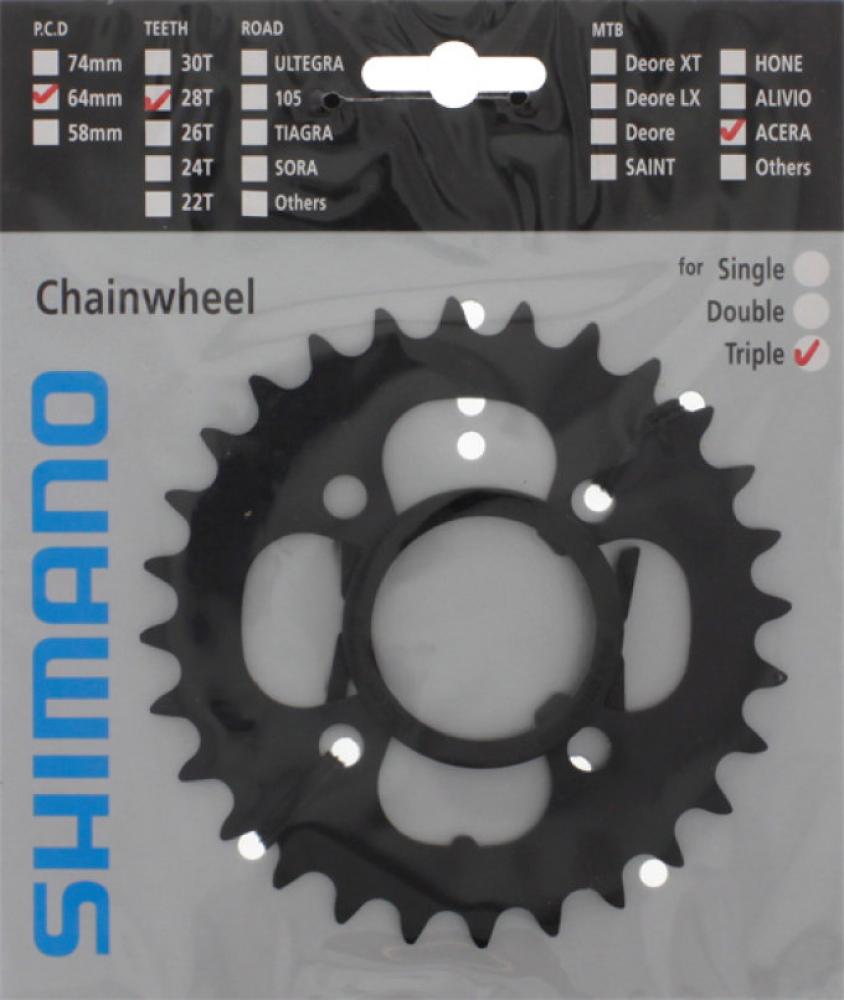 SHIMANO Kettenblatt ACERA FC-M361 28 Zähne - Zuverlässiger Antrieb für Trekking- und Citybikes