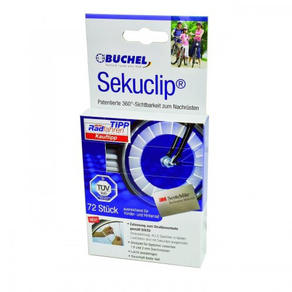 Büchel Sekuclip Speichenstrahler Set (72 Stück) für Fahrräder. StVZO-zugelassen, 360° Sichtbarkeit, 3M Scotchlite.
