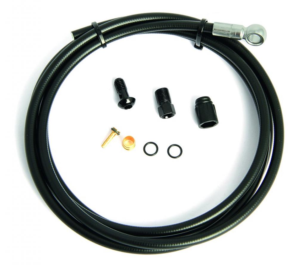 TEKTRO Bremsleitung Auriga mit Banjo 2000 mm Schwarz - Hydraulische Bremsleitung für Scheibenbremsen - Hydraul. Bremsleitungen