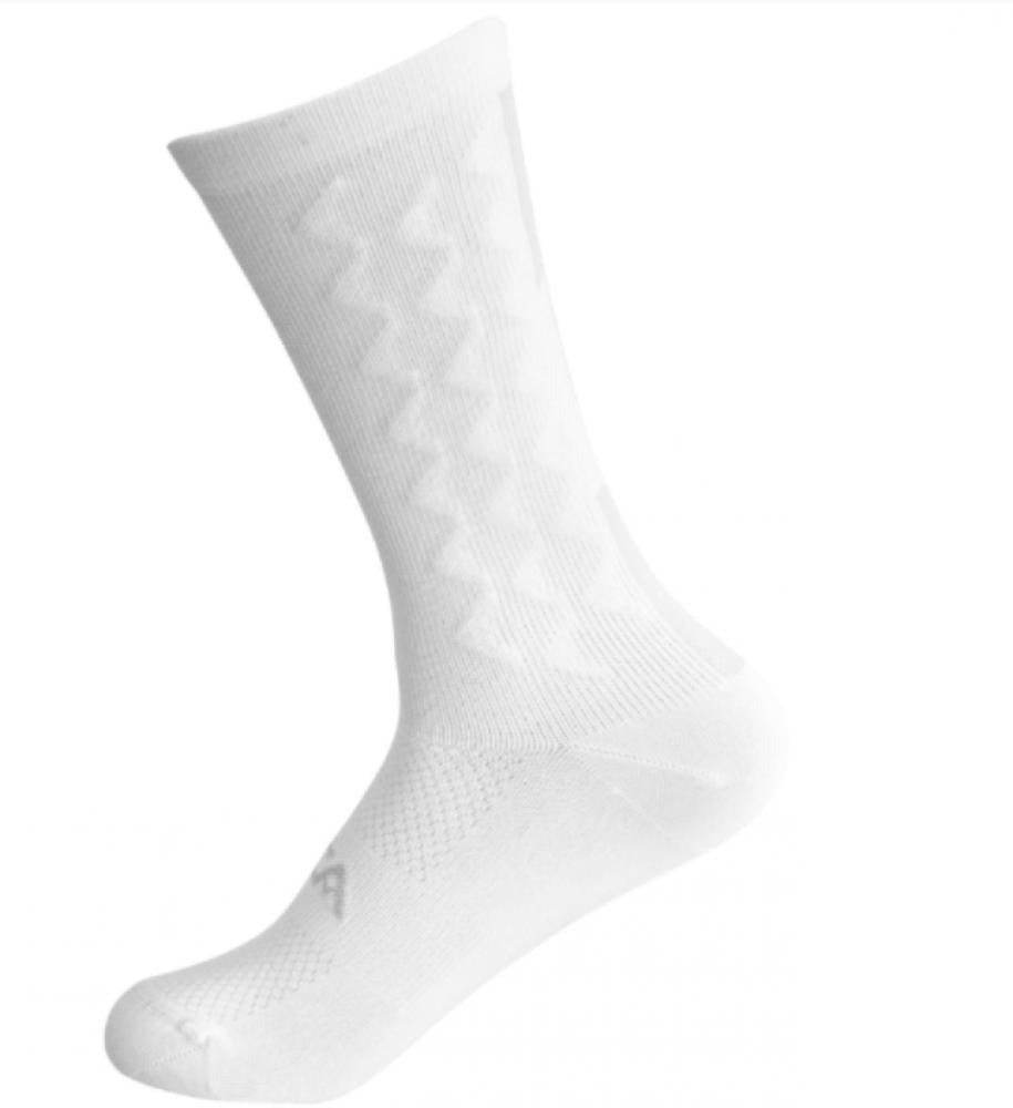 SILCA Aero Tall Socken Weiß M (39-42)  19,5 cm Bündchen, reduziert Luftwiderstand um 4-8 Watt bei 30-45 km/h, Q-Skin-Material: antibakteriell, geruchshemmend, weich, feuchtigkeitsregulierend