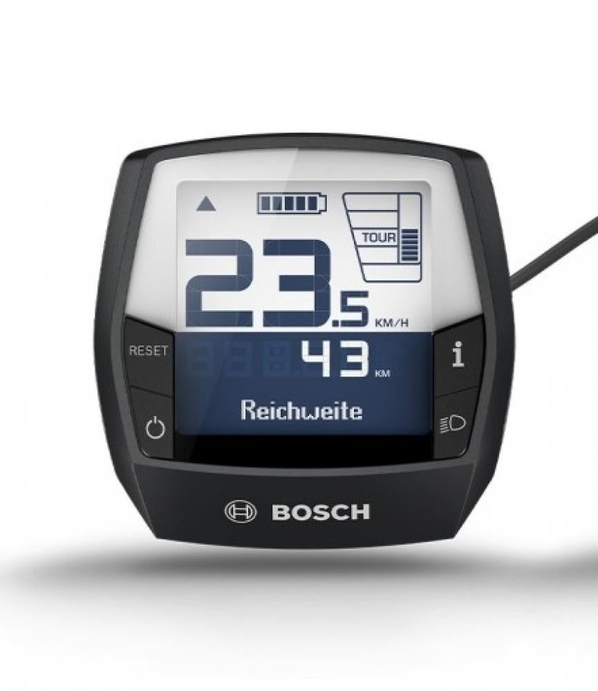 Bosch Intuvia eBike Display BUI255 anthrazit mit digitaler Anzeige für Geschwindigkeit und Reichweite.
