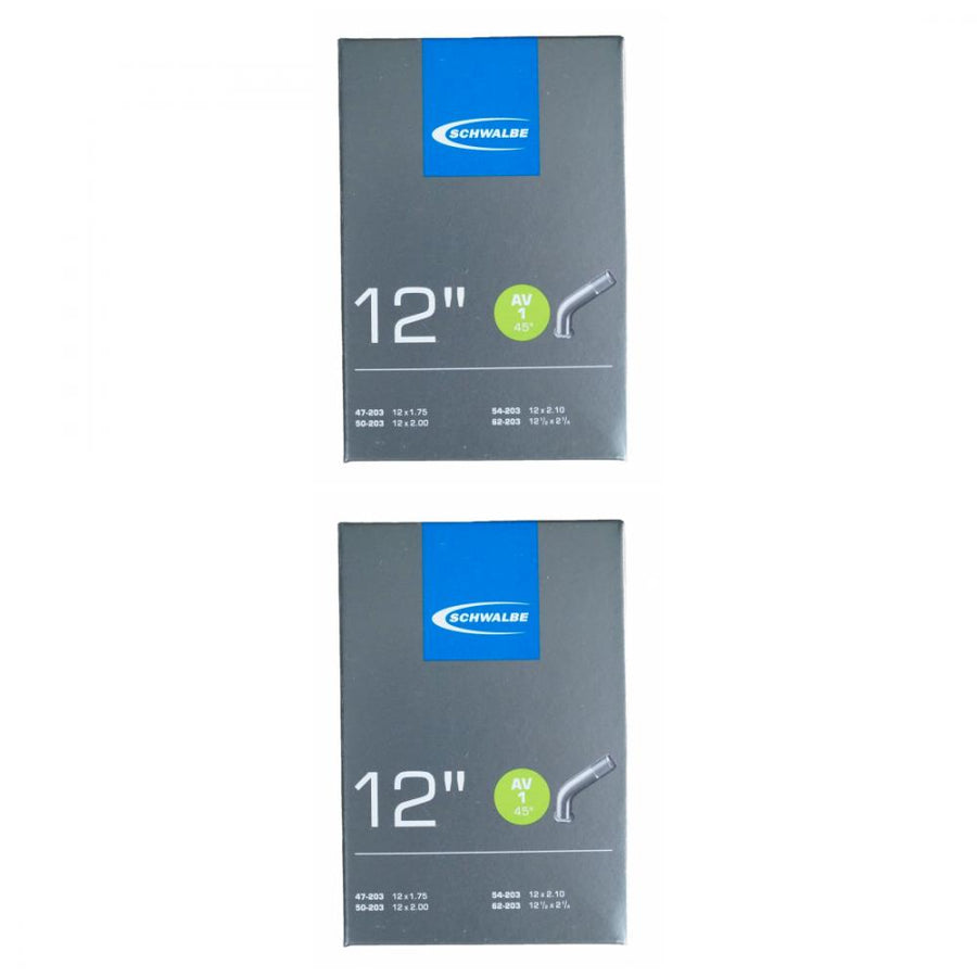 Schwalbe Fahrradschlauch AV1, 12 Zoll, 47/62-203, mit 45° Winkelventil, Doppelpack
