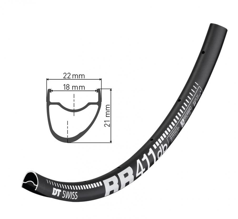 DT Swiss Felge RR 411 Asymmetric Disc 32 Loch Schwarz - leichte Rennrad-Disc-Felge