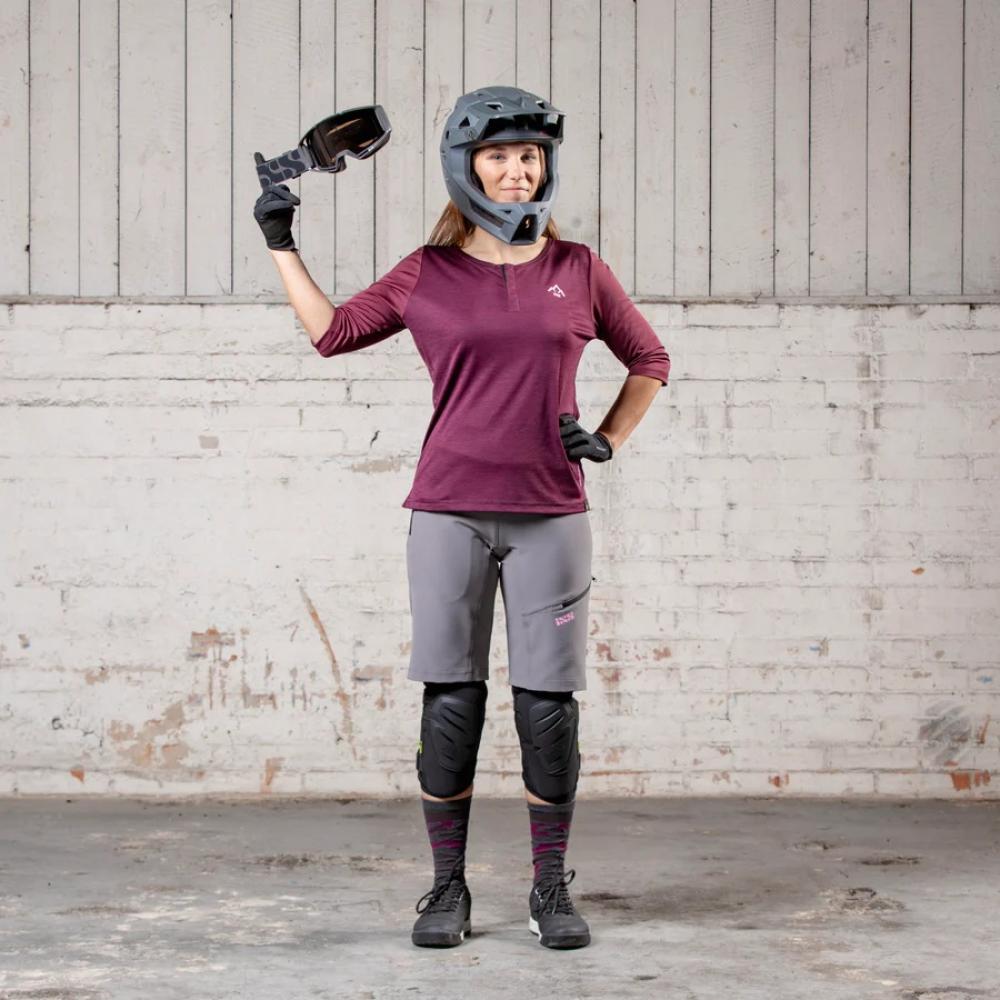 IXS Sports Division iXS Carve X Women Henley 42 Raisin/Solid Raisin - atmungsaktives MTB-Jersey