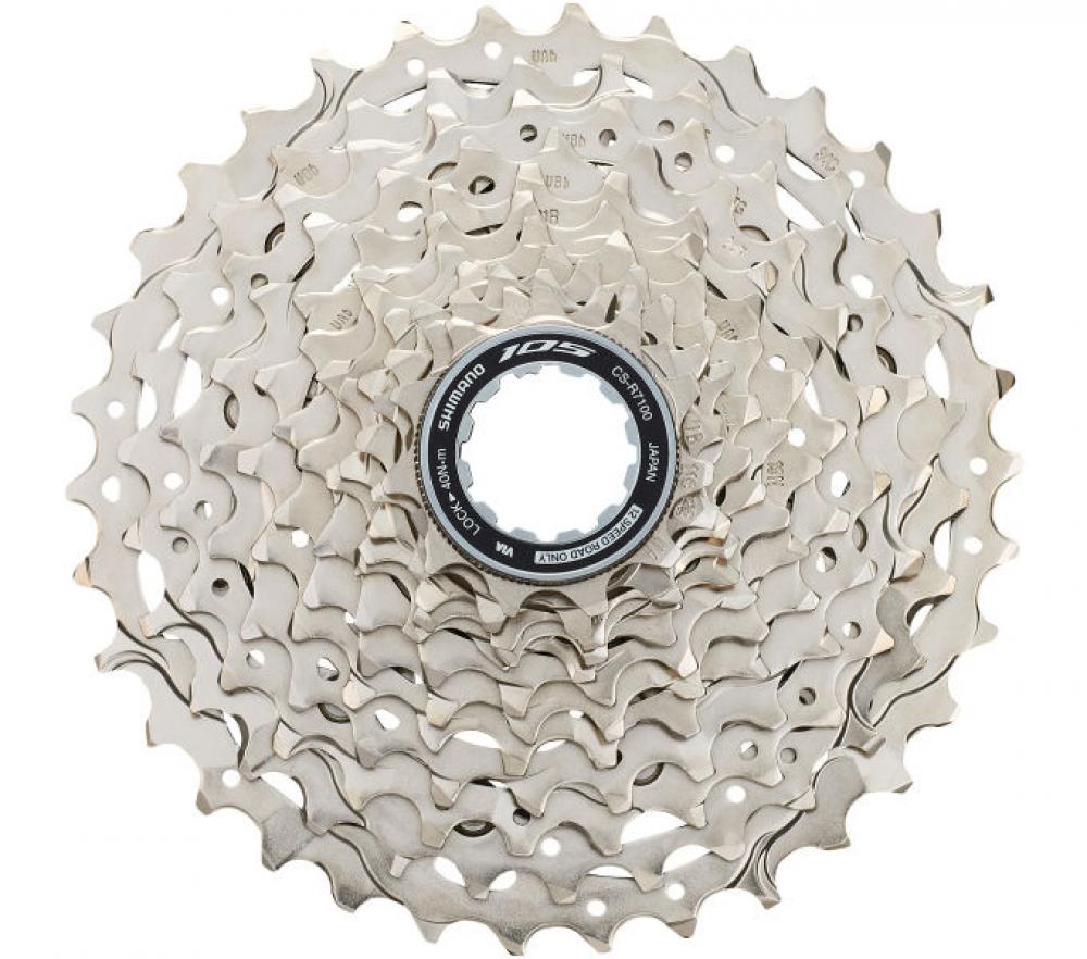 SHIMANO 105 CS-R7101 12-fach Kassette 11-34 Zähne, silberne Fahrradkassette für Rennräder.