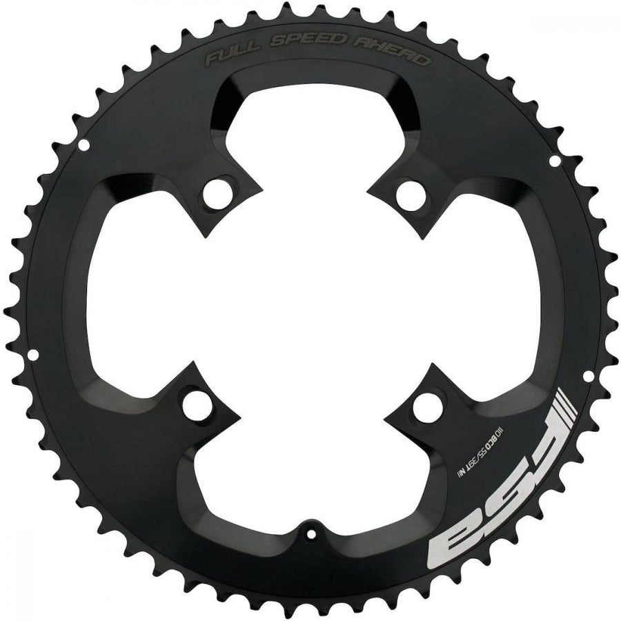 FSA Kettenblatt Road Powerbox Aero Pro 110 mm x 56 T Schwarz - Aerodynamisches Wettkampf-Kettenblatt