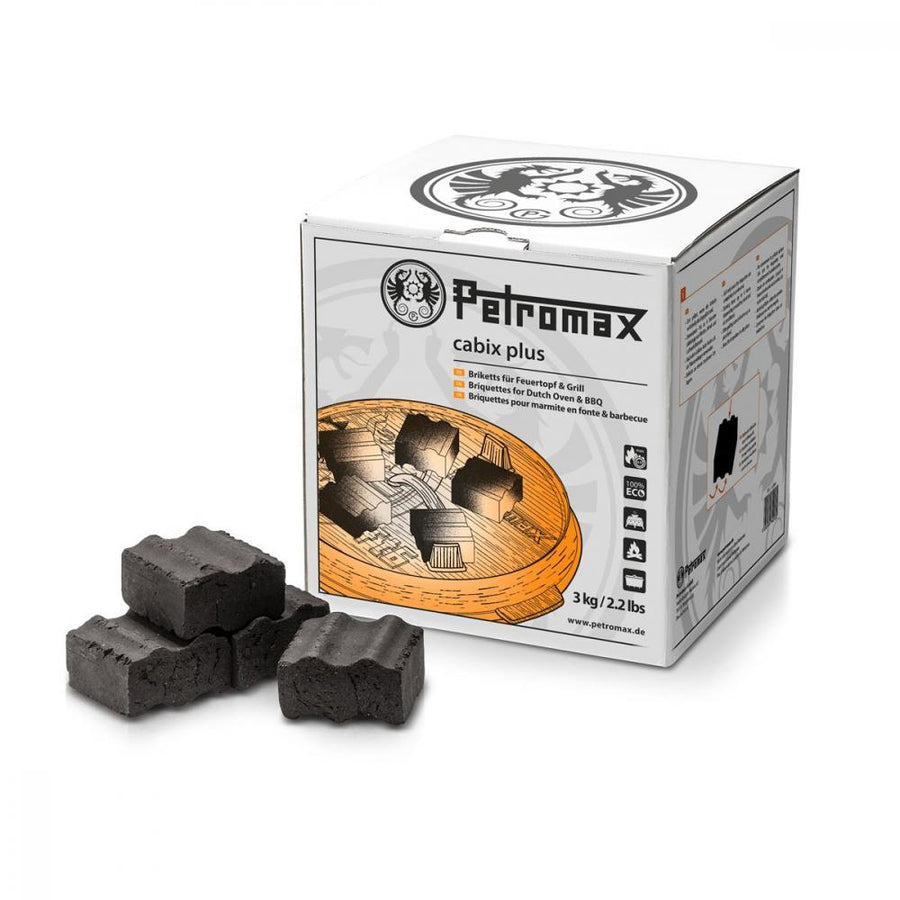 Petromax Cabix Plus Briketts  umweltfreundliche, formstabile Kokosbriketts mit Rillenprofil für optimale Hitzeverteilung beim Kochen mit Feuertopf und Grill