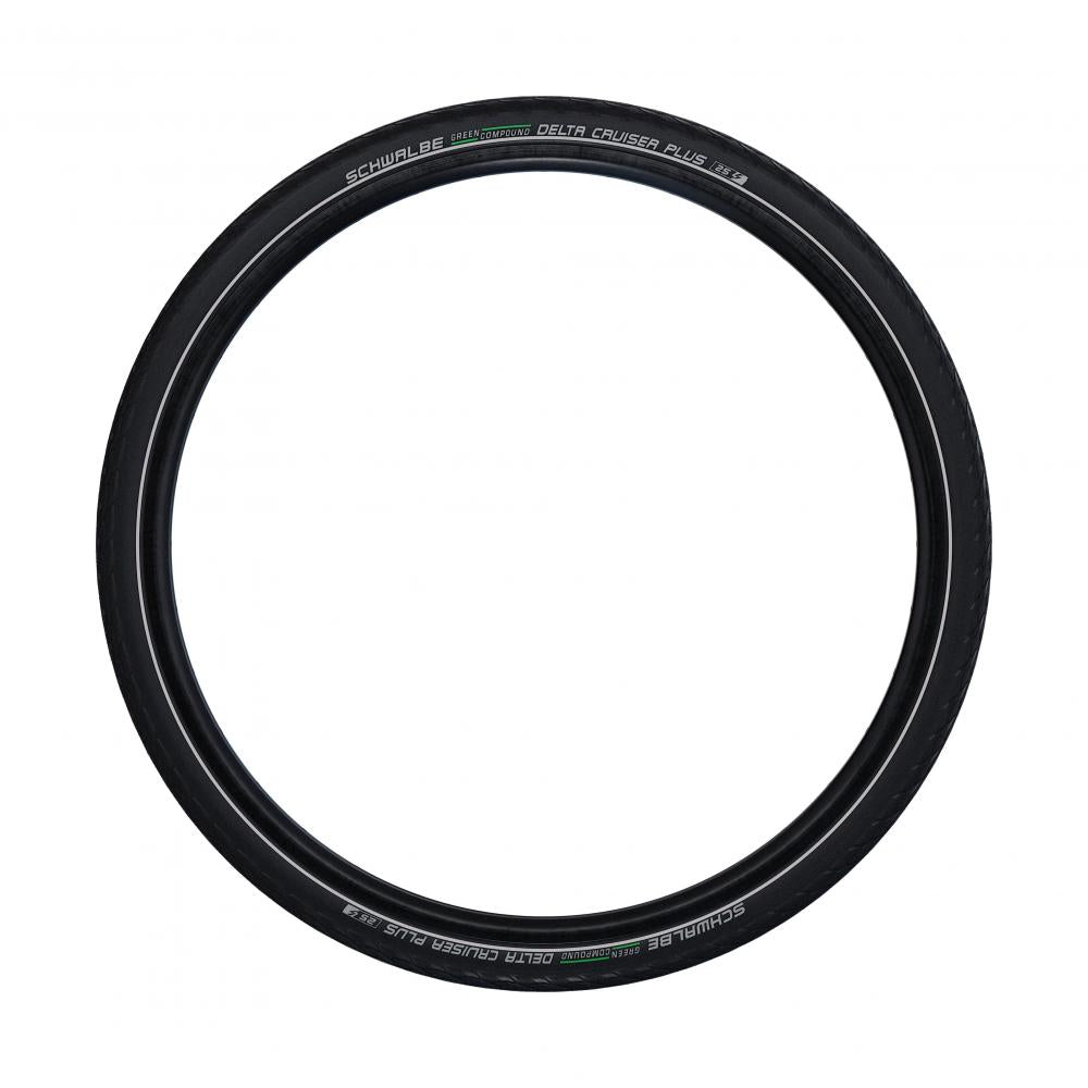 Schwalbe Delta Cruiser Plus Fahrradreifen 28-622, schwarz mit Reflexstreifen und Green Compound, E-25.