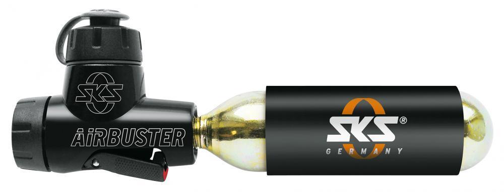 Airbuster Co2-kartuschenpumpe Mit Aluminiumgehäuse - Adapter - Druckdosierventil Kälteschutz Staubschutzkappe Inkl. 16g Kartusche Und Halter - Co2kartusche