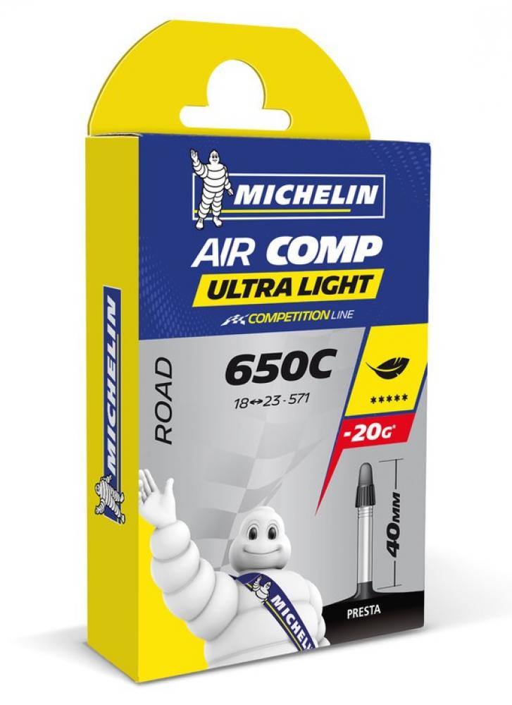 Michelin Aircomp Ultralight Fahrradschlauch A1 28" 18/25-622 SV 80mm in Verpackung.