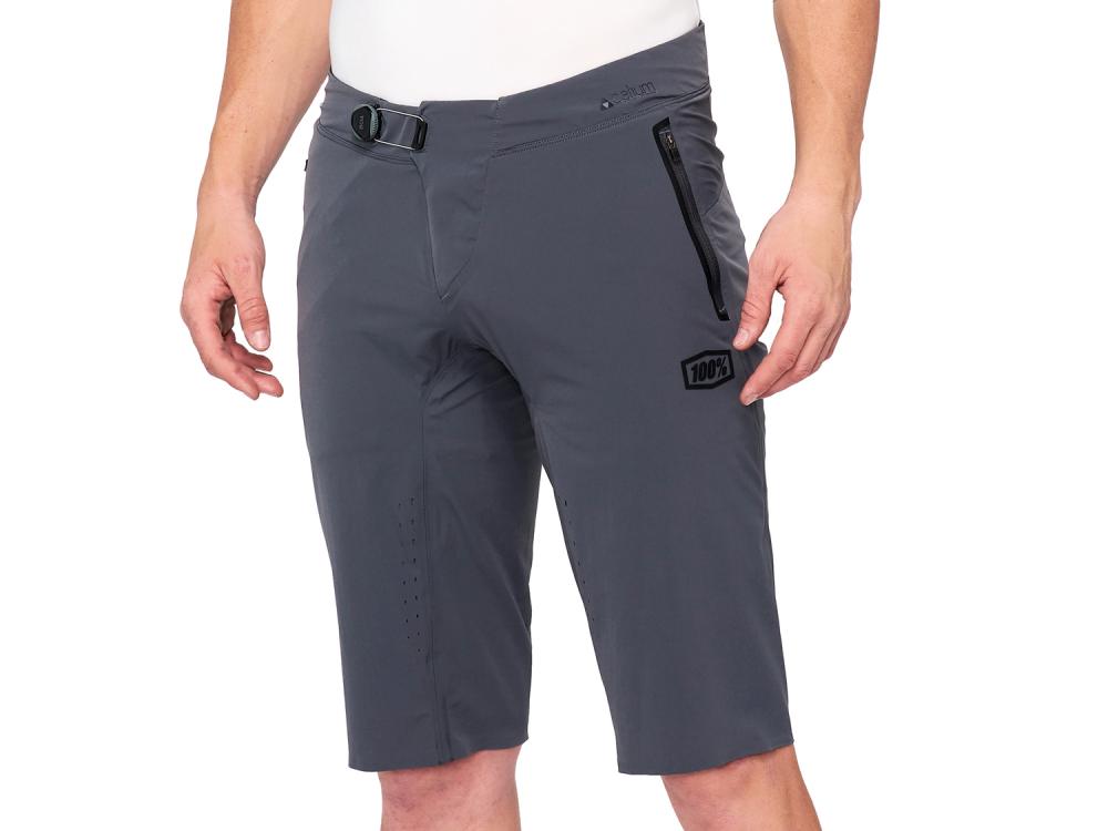 100% Celium Shorts 36" charcoal - ultraleichte All-Mountain Bike-Shorts mit 4-Wege-Stretch