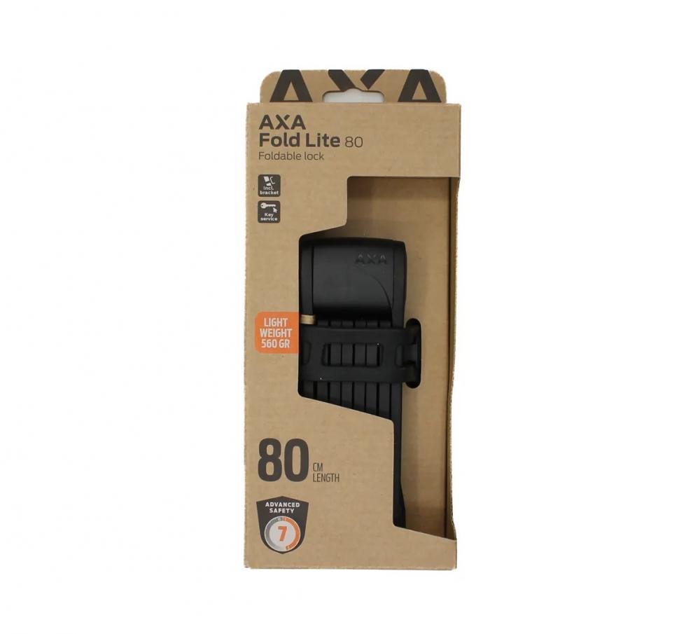 AXA Faltschloss Fold Lite 80 800 mm Schwarz - leichtes Fahrradschloss mit hohem Schutz