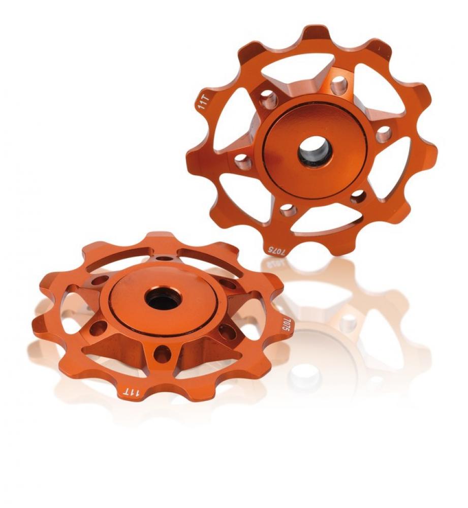 XLC PU-A02 Schaltwerkrollen 11 Zähne - Orange, 2 Stück