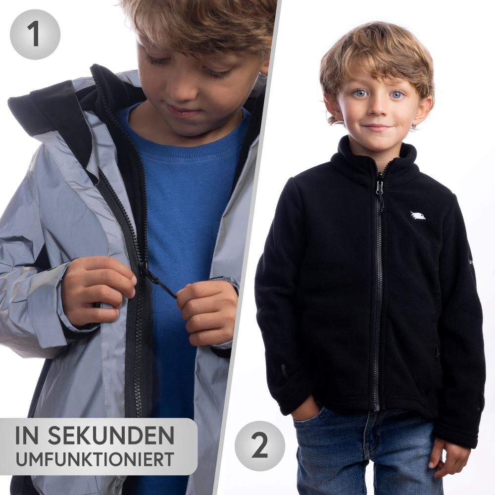 Valkental Kinderjacke 3in1 mit Fleece Zipp-In 158-164 grau