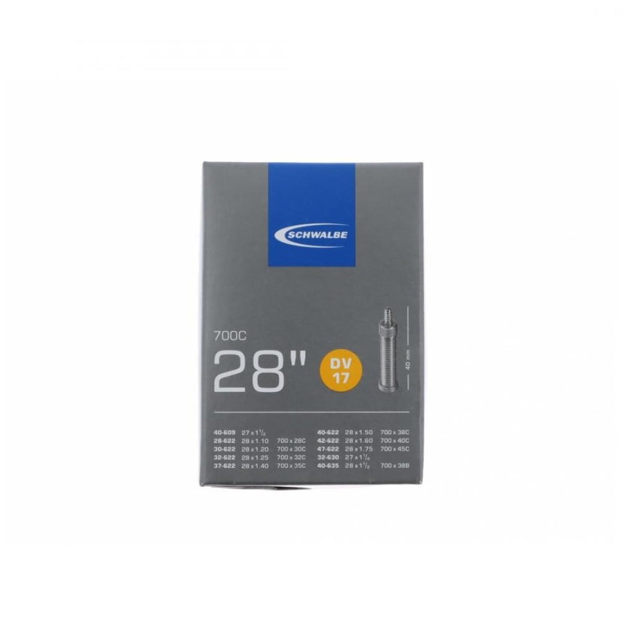 Schwalbe Fahrradschlauch DV17 für 28 Zoll / 700C Reifen, Größe 28x1.10-1.75, 40mm Ventil.