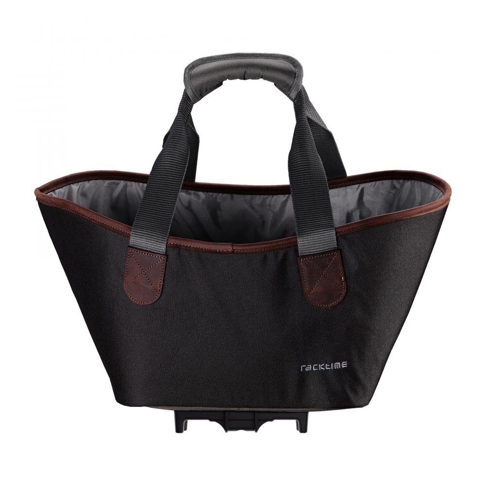 racktime Agnetha 2.0 Einkaufstasche - 15 Liter carbon black mit Snapit 2.0 Adapter wasserabweisend Innentasche mit Reißverschluss max. Zuladung 6 kg - Gepäckträgertasche