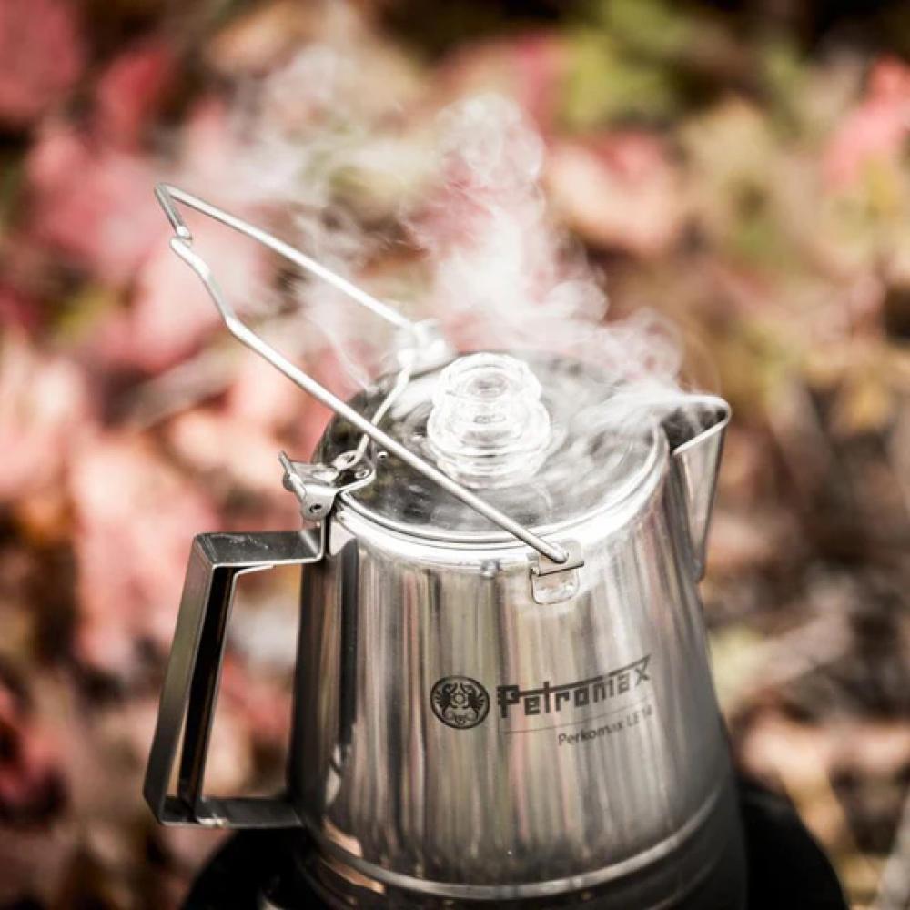 Petromax Perkolator Perkomax le14 Edelstahl 1,5 Liter  Perfekter Kaffeegenuss für Camping & Outdoor, robust & hitzebeständig, für Feuerstelle & Herd geeignet