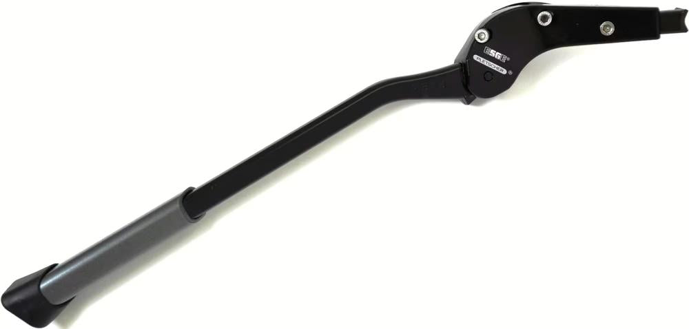 PLETSCHER Hinterbauständer Multi Flex schwarz - verstellbar 26-29 Zoll, Aluminium-Druckguss pulverbeschichtet, stabile Schiebe- und Gegenlaschenbefestigung, Kunststofffuß, max. 50 kg Belastung